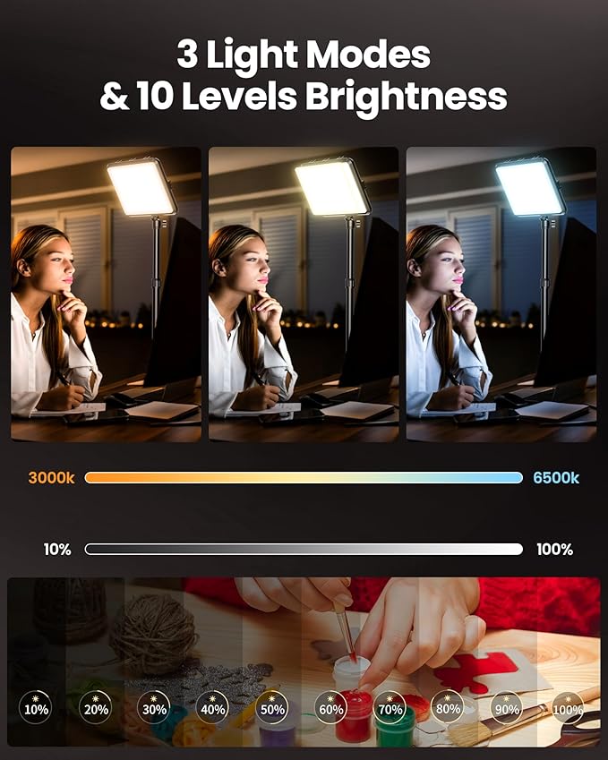 Ultra Bright Ring Light with Overhead Phone Camera Mount-Desk Clamp Key Light for Video Recording/Streaming/Filming/Photography,Desktop Lighting Kit with Tripod Stand&Phone Holder for Tiktok/YouTube