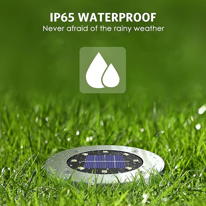 4.6inch Solar Lights Outdoor Waterproof,12Pack Solar Lights for Outside,Solar Garden Lights Landscape Lighting for Patio Pathway Lawn Yard Deck Driveway Walkway(White Light)