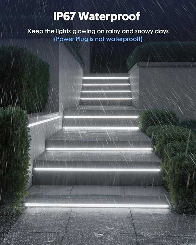 AC 110V LED Strip Lights Plug in with Switch Cold White 6000K 6.56FT/2M Self-Adhesive Flexible Outdoor Waterproof Ropes Light AC120V SMD2835 High Density 120LED/M LED Tape Light for Bedroom Patio