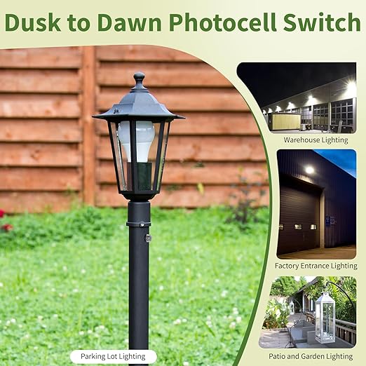 4 Pieces Dusk to Dawn Sensor,Greencycle IP65 Photoelectric Switch for Outdoor Pole Light for Outdoor Lighting 120-277V, Photo Cell Automatic On/Off, Waterproof, Energy Saving,UL Listed