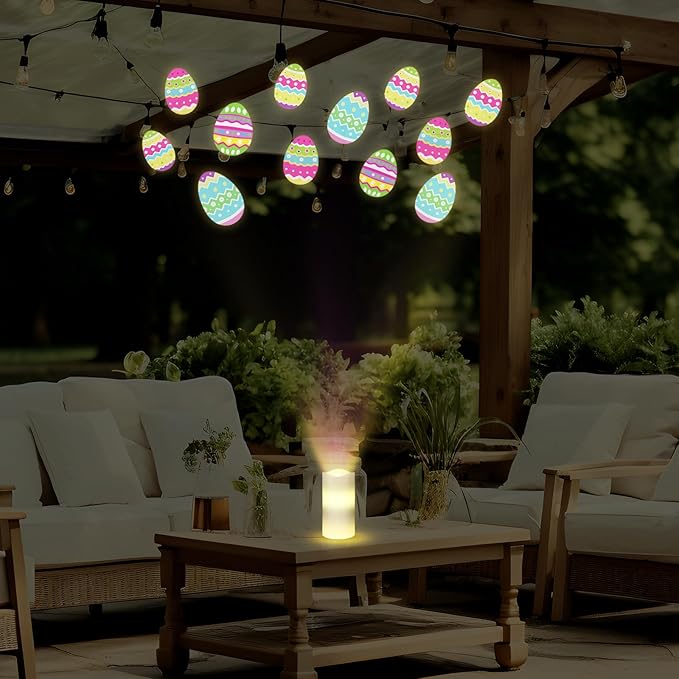 Baquler Easter Egg Projector Light Decor Easter Flameless Candle Spring Home Decor LED Candle Battery Operated Night Light with Remote and Timer Egg Hunt Party Basket Gifts for Spring Farmhouse Table