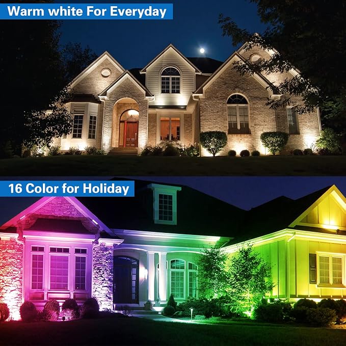 6W LED Well Light Outdoor,Low Voltage Landscape Lights Anti-Glare, 12-24V AC/DC Shielded In-Ground Lights IP67 Waterproof Paver Uplights with for Pathway,Fence,Tree (RGBW 4Pack)