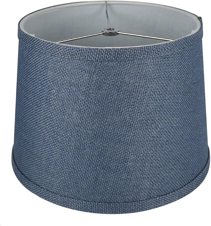 Urbanest French Drum Burlap Lampshade, 10-inch by 12-inch by 8.5-inch, Denim Blue
