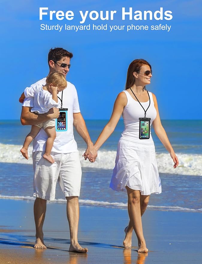 Famoby Up to 8.3" 3 Pack Multicolor Universal Waterproof Phone Pouch, Large Phone Waterproof Case Dry Bag,Protection Level: IP68,Outdoor Sports for Apple iPhone,Samsung,and More,Black,Blue,Pink