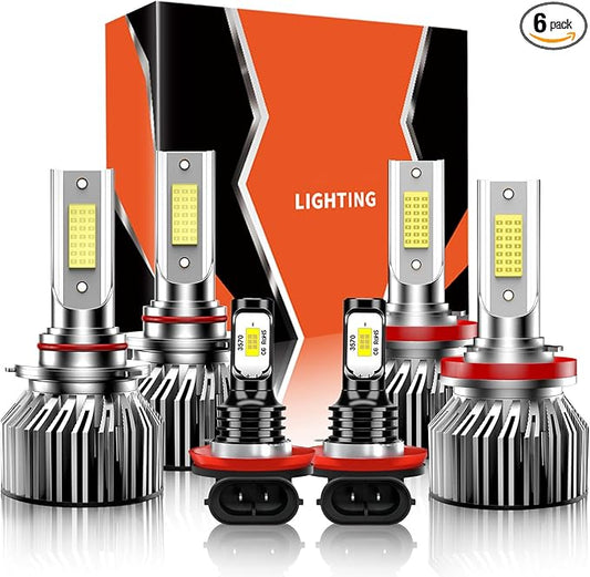 ENJOYAKKOM Compatible for 2019 2020 2021 2022 Dodge Ram 1500 2500 3500 Fog Lights Bulbs Combo 6500K White Plug-and-Play, Pack of 6