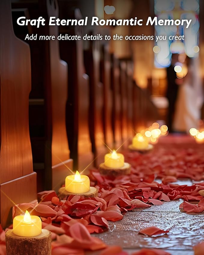 Flameless Candles, 12 Pack LED Tea Lights Candles Battery Operated, Last 200+ Hrs Flickering Tea Lights, Flameless Tealight Candles for Halloween Diwali Fall Christmas Wedding