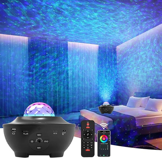 Star Projector Galaxy Light Projector, Ocean Wave Projector for Bedroom with White Noise, Bluetooth Speaker, Timer & Remote Control, Smart WiFi Night Light Projector for Kids Teens