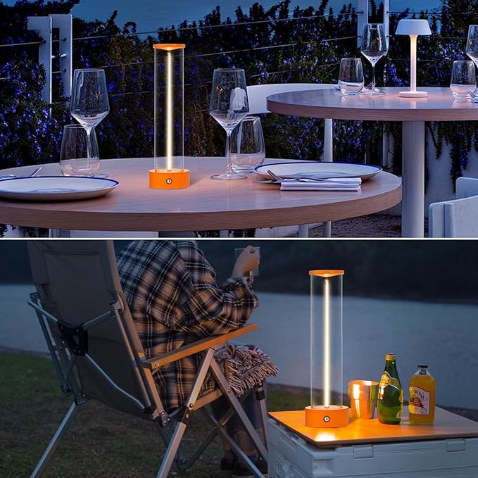 Mini Minimalist Tabe Lamp with Breathing Effect, Cordless LED Desk Lamp Rechargeable Modern Night Lights Portable for Gaming, Home Office, Bedroom, Living Room, Kitchen, Bar, Restaurant (orange)