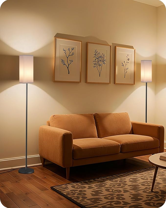 64.2” Dimmable Floor Lamp for Living Room with Remote and Foot Switch, Corner Floor Lamp for Bedroom, Includes 10W A19 Bulb, Modern Standing Tall Lamp, ETL Listed White and Black CW17LD05