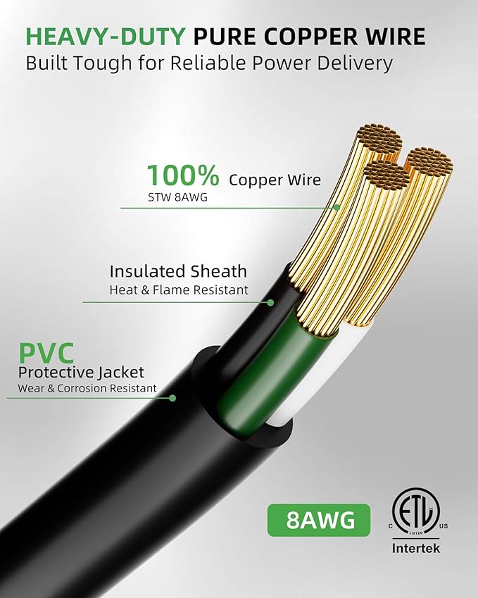 25ft 250V Welder Extension Cord, 8 Gauge Heavy Duty Outdoor Welding Cord with LED Indicator, NEMA 6-50P to 6-50R, 30 Amp 3 Prong Power Extension for Welding Machines, 8 AWG STW, ETL Listed