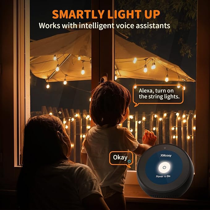 XMCOSY+ Outdoor String Lights, Smart Patio Lights 100Ft Dimmable Outdoor Lights Warm White, 50 G40 LED Bulbs, WiFi String Lights for Outside, Work with Alexa, APP Control, Waterproof Extendable