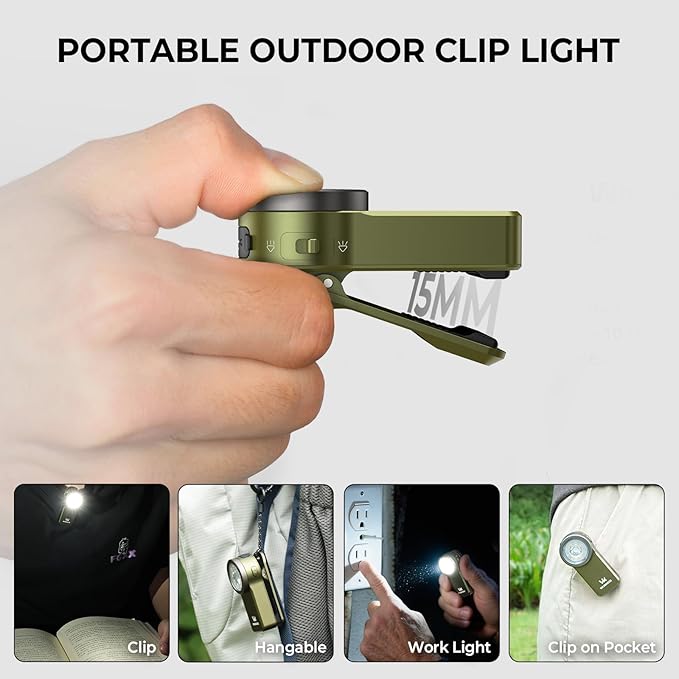 Wurkkos HD03 Rechargeable EDC Flashlight 680 High Lumen Clip Light, Small Flashlight Triple Light Source, 90 High CRI, IPX6 Waterproof, Magnetic Pocket Flashlight for Working Emergency Signal (Green)
