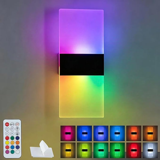 Wall Sconce, LED Wall Lights for Room Decor, Battery Operated Wall Sconce, Remote Control, Dimmable, Rechargeable, Small Night Lights for Hallway Stairway Porch Closet