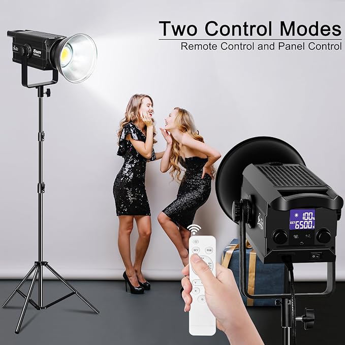 320W COB LED Video Light,Bi Color Silent Studio Lights with Bowens Mount,160000Lux/1m 2700K-6500K CRI 97+ Photography Lighting for Video Recording