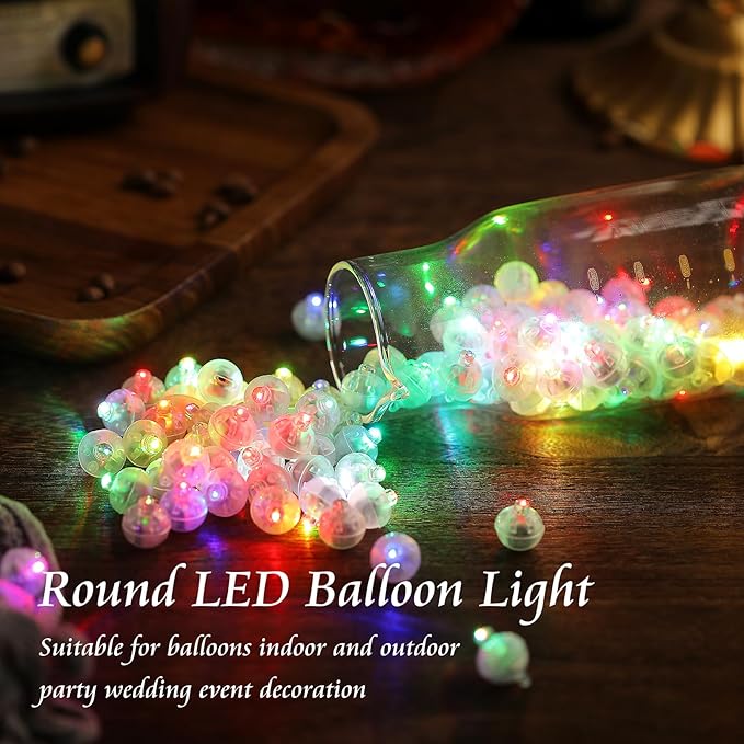 100pcs 10 Colors Balloon Lights Mini Led Lights Round Long Standby Time Multicolor Ball LampsPaper Lantern Balloons Lamps for Birthday Party Christmas Halloween Decoration Mixed Colors