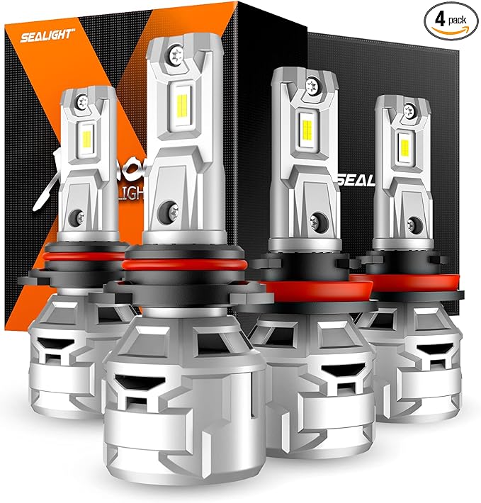 SEALIGHT H11/H8/H9 9005/HB3 Light Bulbs Combo, 6500K Diamond White Super Bright X5 Light Bulbs Plug and Play, Fog Bulbs - Pack of 4