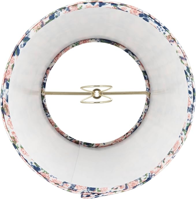 4" Top x 6" Bottom x 5 1/2" High x Print Cottage Core Lamp Shade Replacement Small Mini Pink Blue Empire Round Floral Modern Fabric Shirred Pleated Pattern Clip On Candelabra - Springcrest