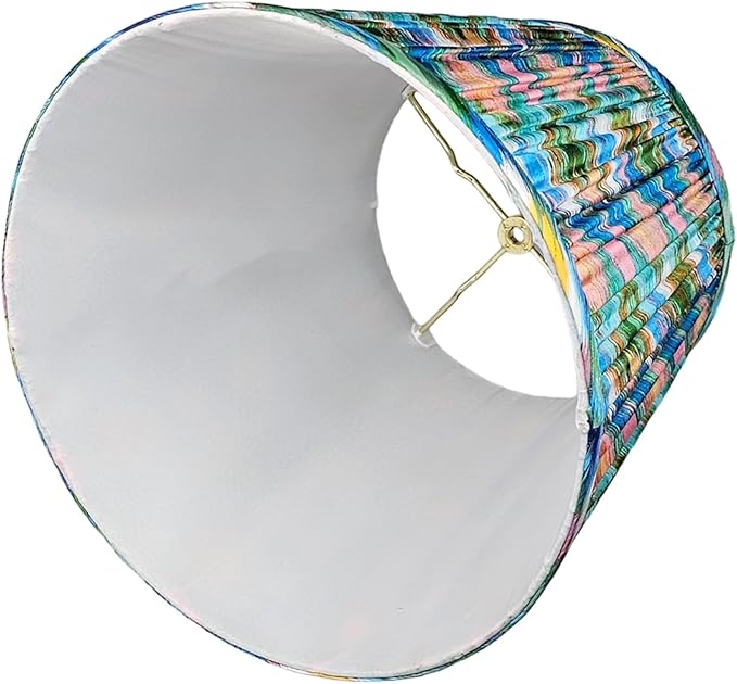 RDI Set of 2 Pleated Pattern Fabric Lampshade, Flora Collection, Large Lamp Shade, 10.5 x 16 x 11 inch (Top x Bottom x Height), Waterscape Blue - 2 Pack