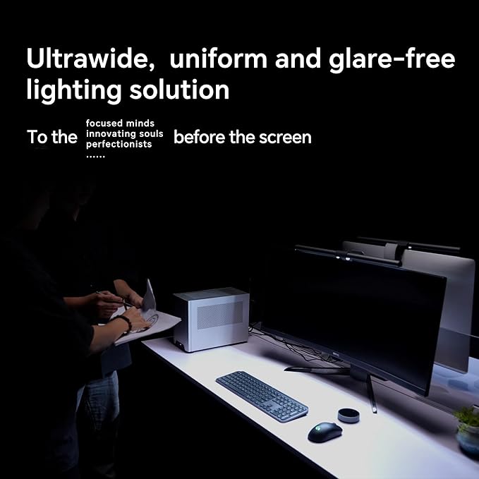 Gemini Ultra Monitor Light Bar, Computer Screen Monitor Light Lamp Eye-Care Desk Lamp, Stepless Dimming Brightness & Color Temperature, No Screen Glare, Space Saving for Home Office Gaming