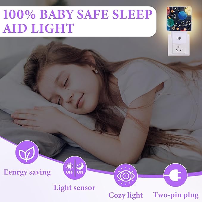 Boho Sun Moon Night Light,Plug-in Night Lights with Dusk-to-Dawn Sensor for Bedroom,Bathroom and Living Room Sleep Friendly lamp 0.5w