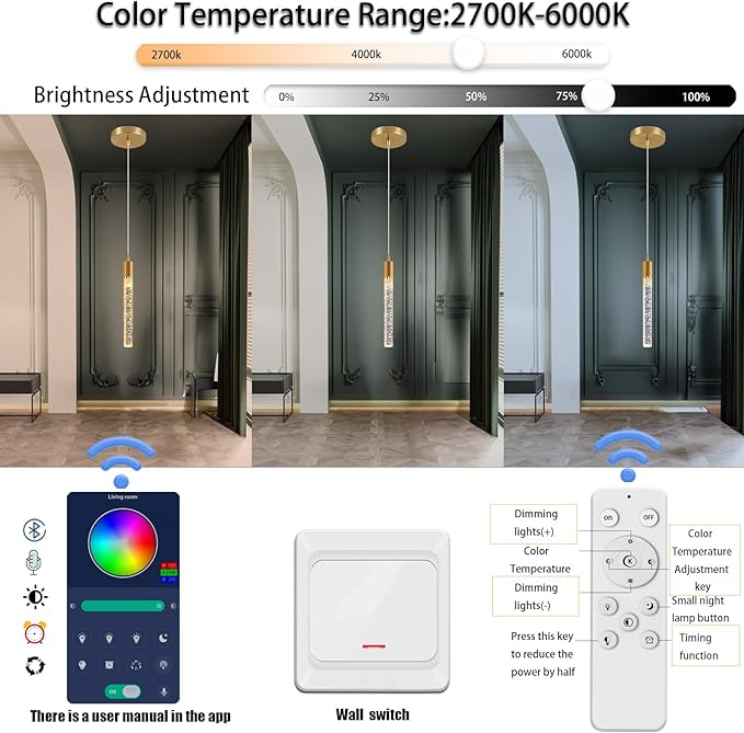 Pendant Lighting for Kitchen Island Gold Mini Chandeliers Ceiling Pendant Light Over Island Sink LED Ceiling Hanging Light for Dinning Room Bedroom (1-Pack