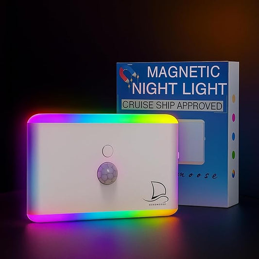 Motion Sensor Magnetic Night Light for Cruise Ship Cabin with Mood-Based Color Selection - Dimmable Brightness, Rechargeable Battery