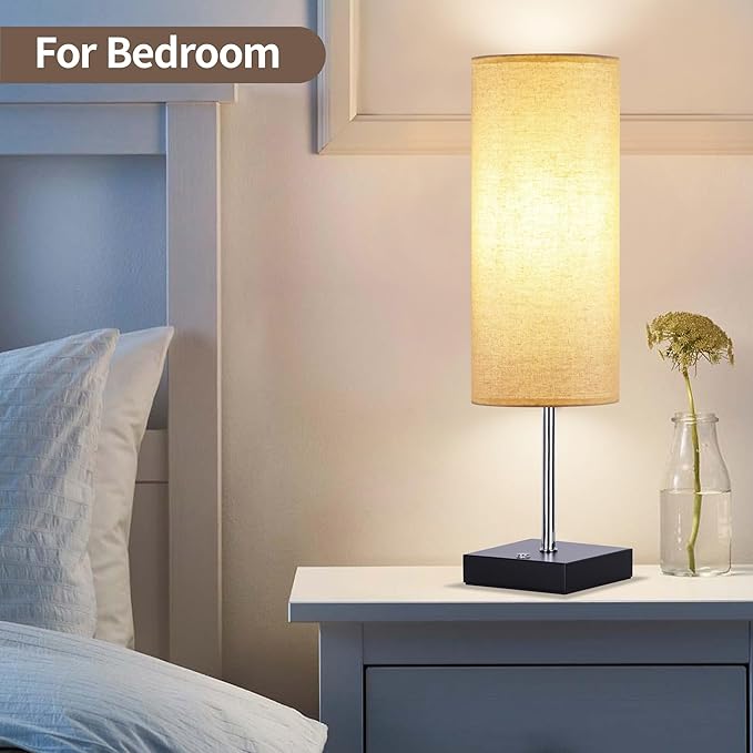 18Inch Cordless Lamp Table Lamps set of 2, 5000mAh Rechargeable Beside Table for Living Room, 2700K Battery Operated Small Bedroom Desk Lamp for Night Stand Linen Fabric Shade for Home（Bulb Included）