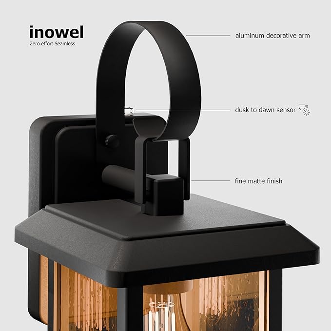 2 Pack Modern Outdoor Wall Light Sconce Dusk to Dawn Aluminium Porch Front Door Garage,2 Bulbs Included,3000K 5000K,Wall Mount Waterproof Outside Lantern,Lever Nuts Included,Easy Assembly,Black,2 Pack