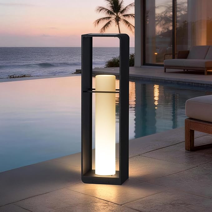 28.7" Tall Outdoor Floor Lamp, Large Solar Lantern Waterproof, 3000K Solar Floor Lamp, Outdoor Lanterns for Porch, Patio Lights Solar Powered Free Standing for Yard Deck Garden Pathway Walkway