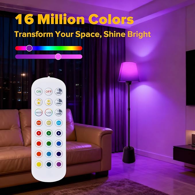 Battery Operated Floor Lamp, Cordless Floor lamp with 5200mAh Battery,RGB Floor Lamps, Timer Function Suitable for Living Room Sofa Area Bedroom RV and Balcony