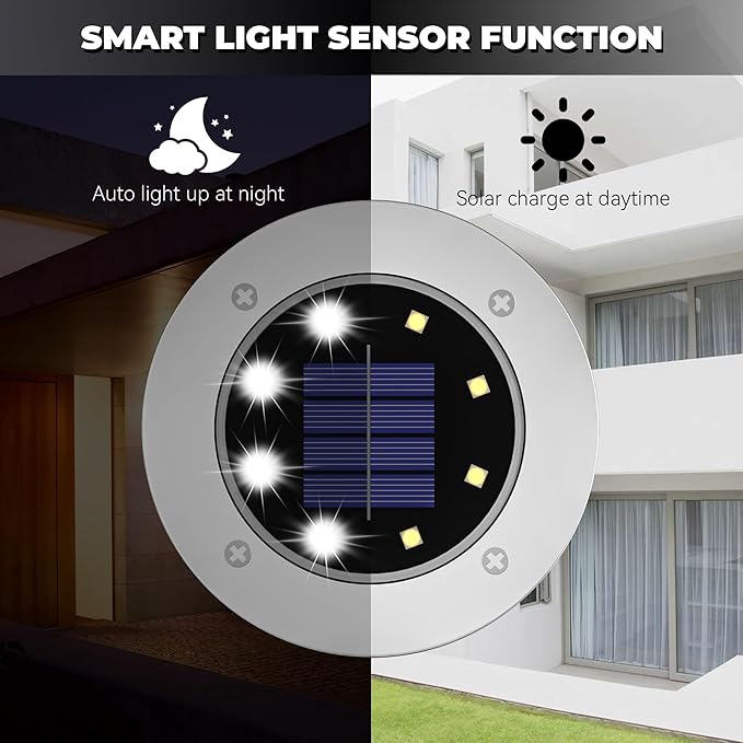 Solar Lights Outdoor 12 Pack, Solar Garden Outdoor Waterproof Pathway Lights Bright In-Ground Light Outdoor Lighting Decor for Lawn, Patio, Yard, Driveway, Step and Walkway White Light