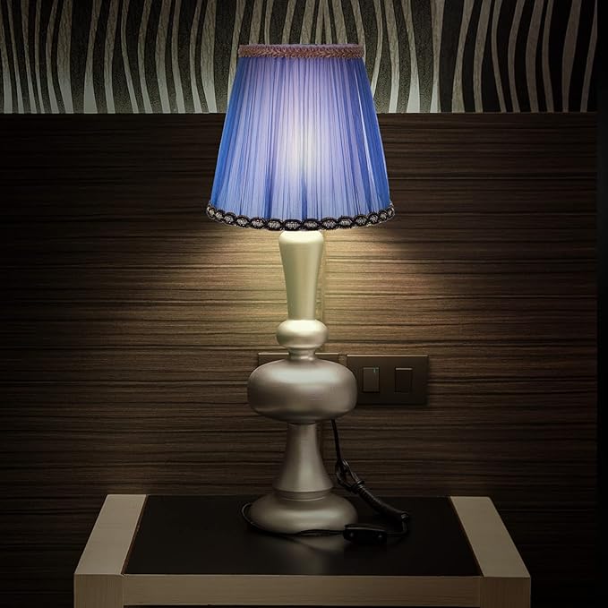 Cloth Lampshade, Pleated Lamp Cover Vintage Chandelier Lamp Shade Small Lamp Decor Accessory (Blue)