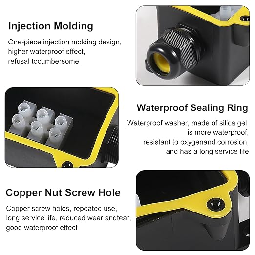 2PCS Junction Box Waterproof IP68, 2 Way Outdoor Junction Box for 3-10mm Diameter Cable, 41A/450V Underground Plug Line Coaxial Cable Connector with 4pcs Replaceable Lever Wire Connectors