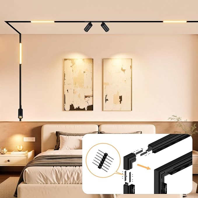90-Degree Corner Connector for 4-Wire Magnetic Track Lighting, Aluminum Alloy Vertical Shape Joint, Recessed Rail for LED Track Light, ONLY Compatible Rails