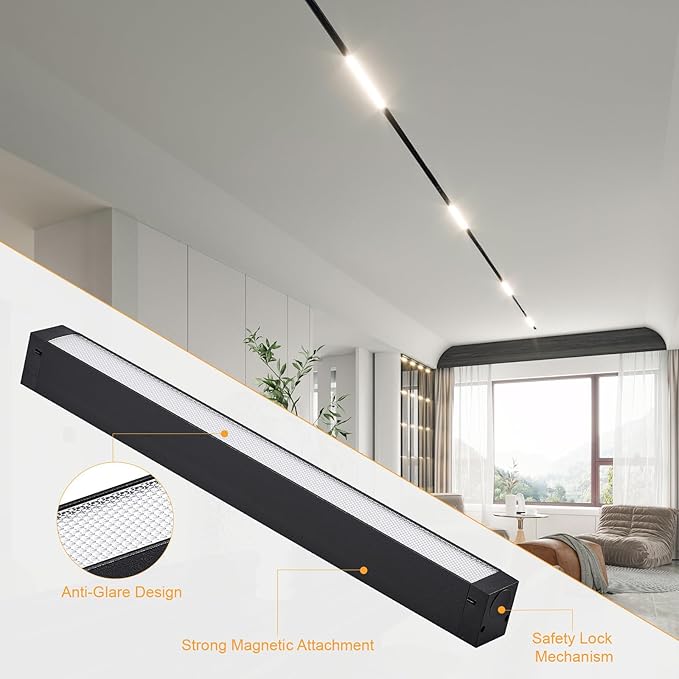 2 Pcs Magnetic Floodlight Track Head, 24V 15W LED Lamp for Track Light, Dimmable Linear Floodlight with APP & Remote Control, Adjustable 3000K-6000K Color Temperature, for Ceiling Lighting