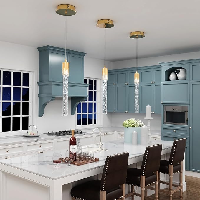 Pendant Lighting for Kitchen Island Gold Mini Chandeliers Ceiling Pendant Light Over Island Sink LED Ceiling Hanging Light for Dinning Room Bedroom (1-Pack