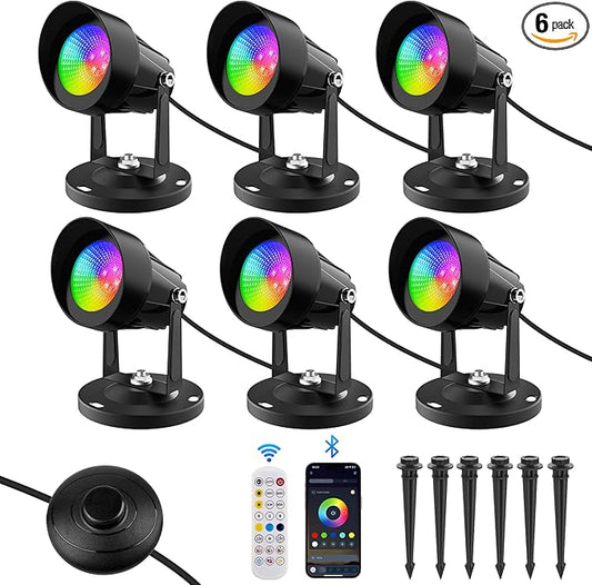 T-SUN Uplights Indoor with APP and Remote, RGBCW Spotlights with Timer and Dimmable, Grounp Control, Uplighting, Display Lights for Plant Painting, Party, Artwork, Tree, Home