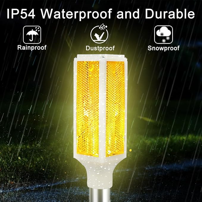 Aolyty Solar Lights Outdoor, Waterproof Driveway Markers Reflective, Warning Flash Light with 2 Lighting Modes, LED Solar Light 4 Pack for Parking Lots, Yard, Sidewalk, Stop Sign, 30 Inches (Yellow)