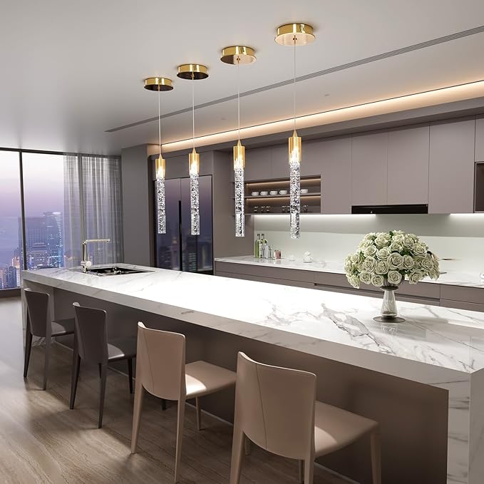 Pendant Lighting for Kitchen Island Gold Mini Chandeliers Ceiling Pendant Light Over Island Sink LED Ceiling Hanging Light for Dinning Room Bedroom (1-Pack