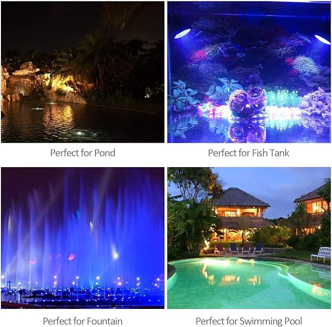 Pond Lights Underwater Fountain Light 3.5W Color Changing Submersible Spotlight with 36-LED Bulbs Underwater Light Waterproof IP68 Pool Light for Pond Aqaurium Garden Fish Tank