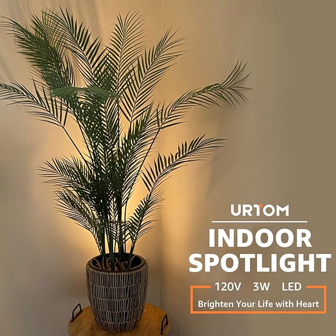 2 Pack Indoor Spot Lights, 120V LED Accent Up Lights, 3W Plant Spotlights, 3000K Floor Spotlights for Plants, Pictures, Desk - Uplights with 5.9 FT Plug Cord and Foot Switch