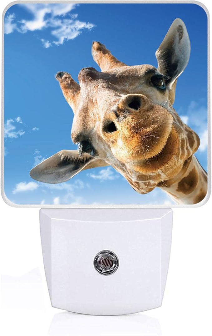 Cute Giraffe Night Light, Plug-into Wall Blue Sky Nightlight Lamp with Dusk to Dawn Sensor, Led Lamp 0.5W Energy Efficient for Boys Girls Adults Home Decor