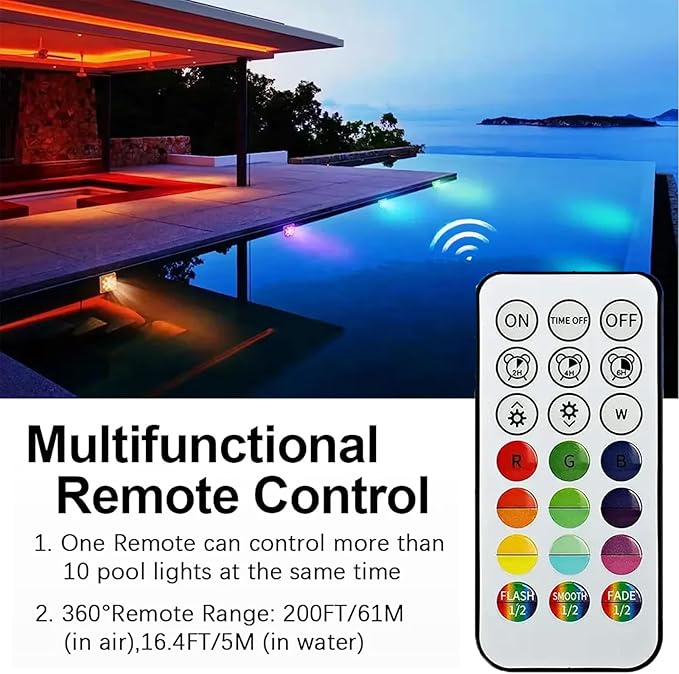 Pool Lights, Rechargeable Submersible Pool LED Lights with Remote Timer Off,IP68 RGB Waterproof Pool Decor Light 16 Colors for Above Ground Inground Pool, Bath, Party,4 Pack