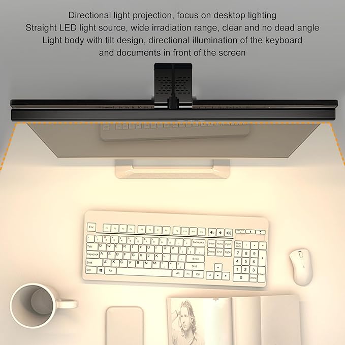 Computer Monitor Lamp, Screen Anti Blue Light Bar, 3 Color Temp Infinite Dimming Eye Light with Touch Control (White)