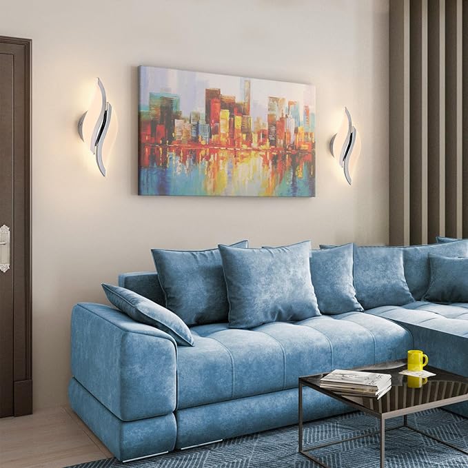 CANEOE Modern LED Wall Sconce 3000K Warm White Indoor Wall Light Fixtures Acrylic Wall Sconce Lighting for Living Room Bedroom Bedside Bathroom Hallway Stairway Wall Lamp (Chrome, 1 Pack, 3000K)