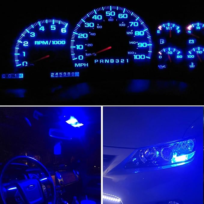 194 LED Bulbs Extremely Bright Ultra Blue 5630 Chipsets 168 2825 175 T10 W5W LED Replacement Bulbs for Car Interior Dome Map Door Courtesy Trunk License Plate Lights(Pack of 10)