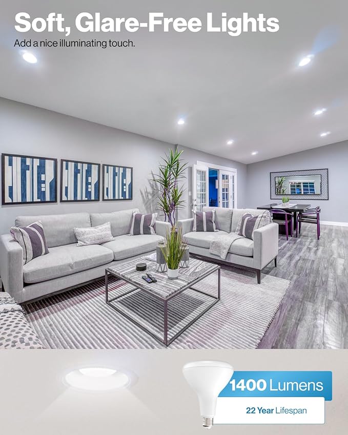 Sunco 20 Pack BR40 LED Light Bulbs, Indoor Flood Lights, Recessed Can Light Bulb, 1400 LM, 17W (100W Equivalent), 4000K Cool White, Dimmable, E26 Base, for Home, Bedroom, Kitchen UL