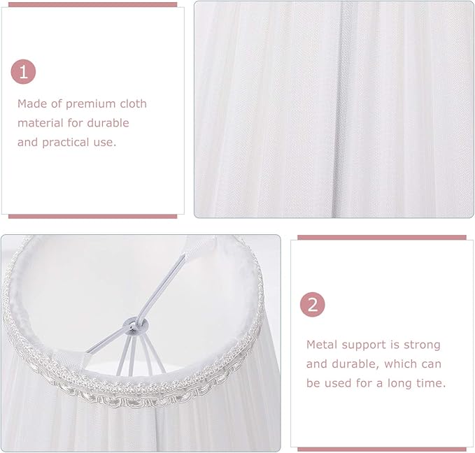 Lurrose Cloth Lamp Shade Cloth Lamp Shade Covers, Clip On Bulb Lamp Shade Barrel Fabric Lampshade with Harp Pleated Cone for Table Chandelier Wall Lamp, White Cloth Lamp Shade Replacement