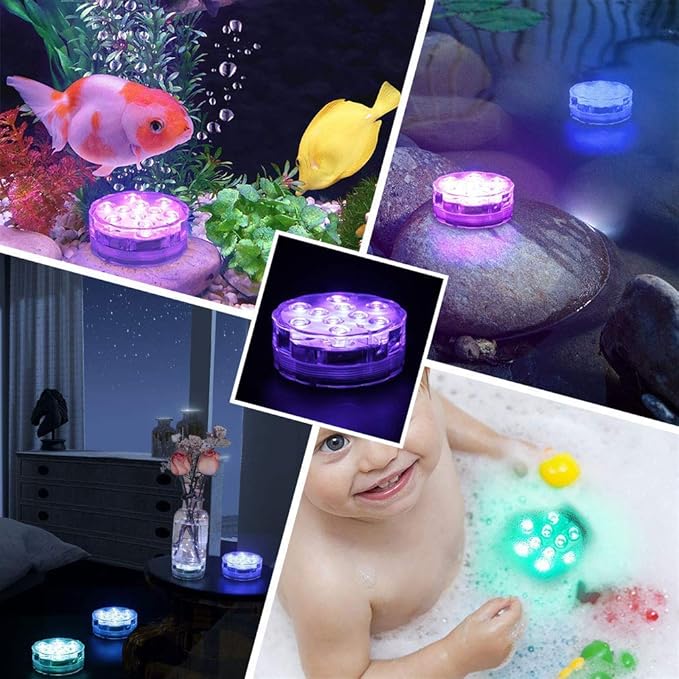 [8-Pack] Submersible Led Lights with Remotes, Kinhon Waterproof Submersible Lights Battery Operated, Underwater Pond Lights RGB Multi-color Pool Light for Pond, Garden, Base, Wedding
