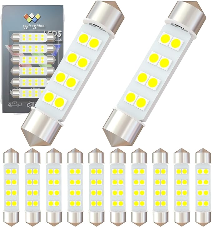 DC 24V 44mm 578 569 Festoon LED Bulb Extremely Super Bright 6000K White 214-2 Led Light Bulb for Truck Marine Boat Interior Reading Lights (Pack 12)